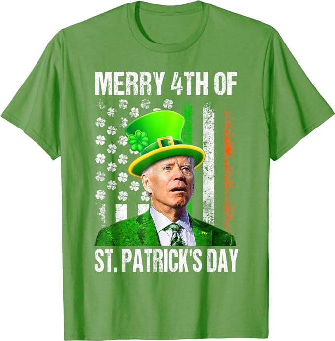 Merry 4th Of St Patrick’s Day Funny Joe Biden Leprechaun Hat T-Shirt