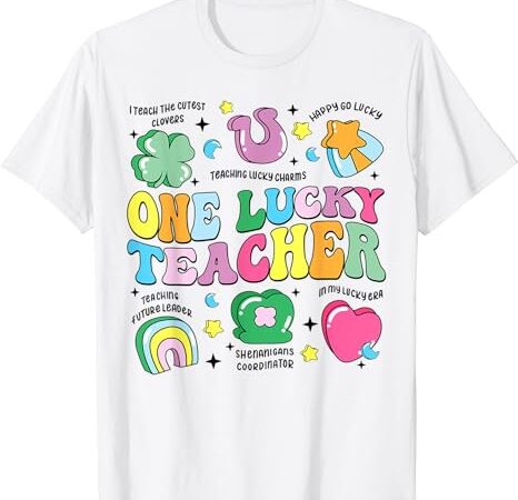 One lucky teacher retro teacher st patrick’s day teaching t-shirt