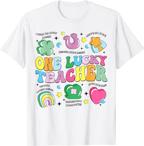 One Lucky Teacher Retro Teacher St Patrick’s Day Teaching T-Shirt