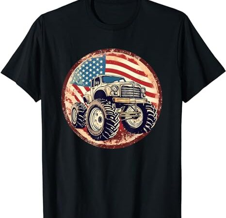 Patriotic usa monster truck adult t-shirt