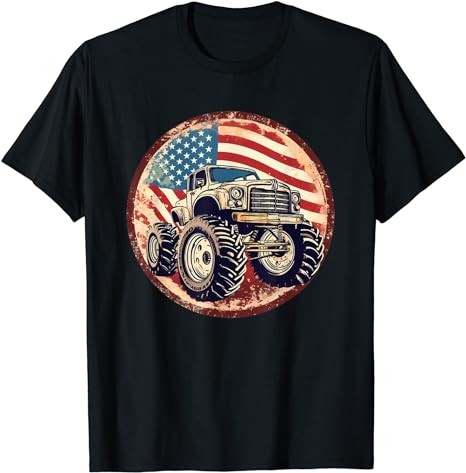 Patriotic USA Monster Truck Adult T-Shirt