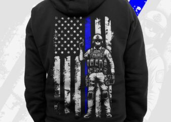 Police Blue Line with USA Flag PNG, American Vintage Distressed Flag, Police Officer Gifts, American Flag Png, Instant Download t shirt illustration