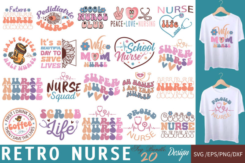 Retro Nurse T-shirt Bundle Retro Nurse SVG Bundle