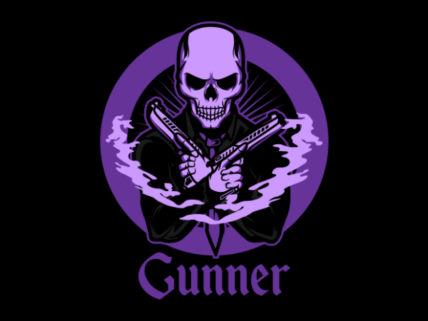 Skull gunner t shirt template vector