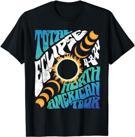 Total Eclipse 2024 Retro Groovy North American Tour Concert T-Shirt