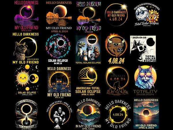 Total solar eclipse 2024 shirt designs bundle, total solar eclipse png