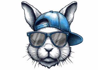Cool Bunny Face Happy Easter Png t shirt vector file