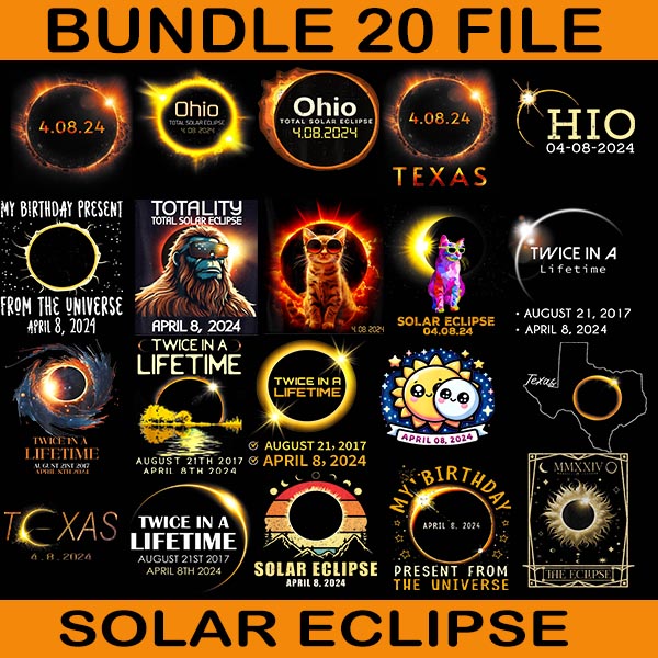 Bundle Total Solar Eclipse Png, Solar Eclipse 04 08 2024