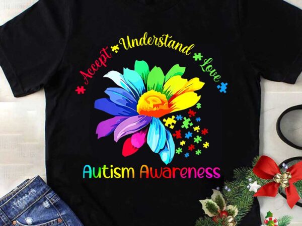 Autism awareness accept understand love asd sunflower png t shirt vector