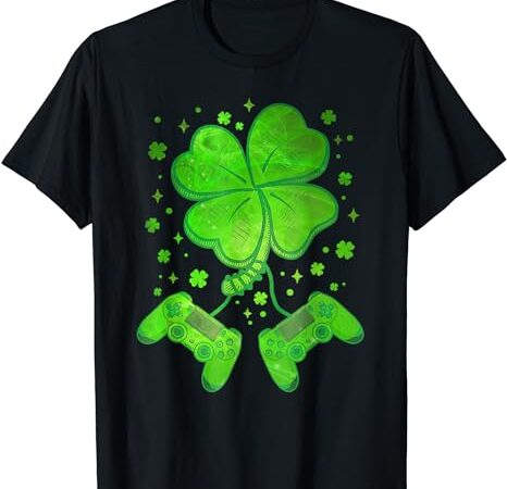 Video game shamrock st patricks day gamer boys men t-shirt