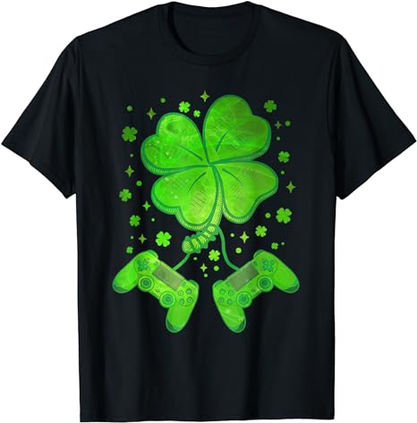 Video Game Shamrock St Patricks Day Gamer Boys Men T-Shirt