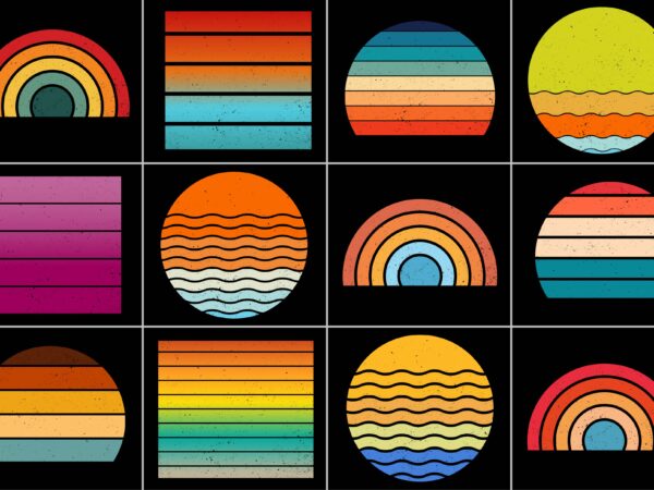 Vintage retro sunset for t-shirt design