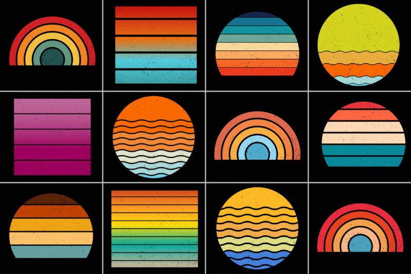 Vintage Retro Sunset for T-Shirt Design