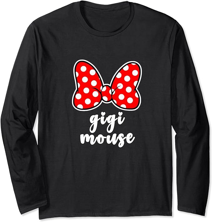 Womens Gigi Mouse Family Vacation Bow Long Sleeve T-Shirt