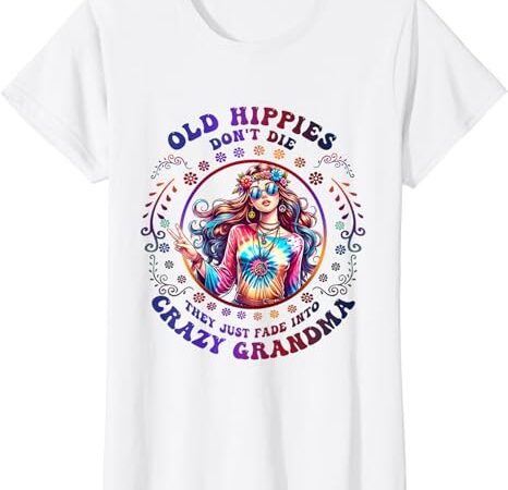 Womens old hippies don’t die fade into crazy grandmas v-neck t-shirt