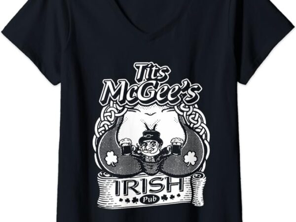 Womens tits mcgee’ss irish pub funny st patrick’s day shamrocks v-neck t-shirt