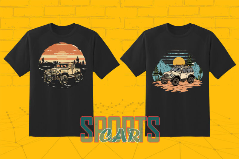 20 Off-Road Car Sports Lover T-shirt Illustration Clipart Bundle