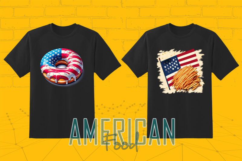 20 American Food Lover Independence Day Celebration 4th of July Illustration T-shirt Clipart Bundle Perfect for 4th of July T-Shirt Design