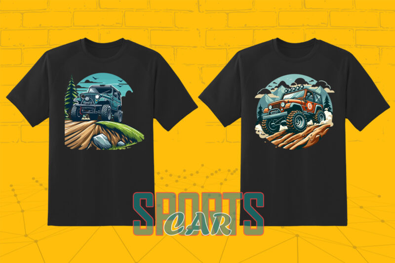 Off-Road Car T-shirt Design Illustration T-shirt Clipart Bundle Perfect for Stylish T-Shirt Design