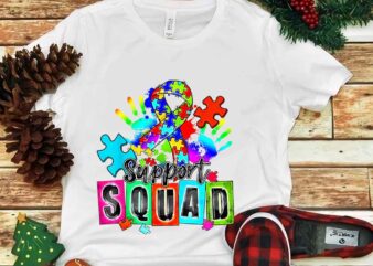 Support Squad Autism Awareness Month Ribbon Png t shirt template vector