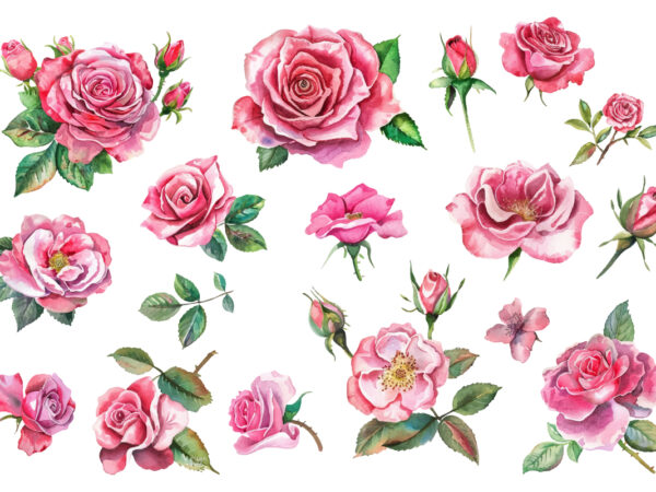 Romantic watercolor roses flowers png t shirt design online