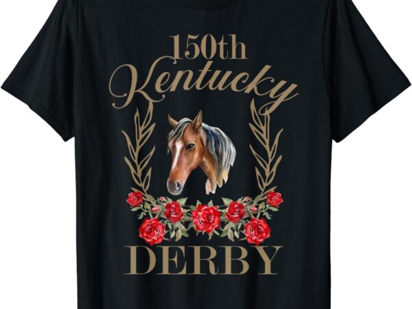 150 ky derby horse racing derby day men women vintage t-shirt