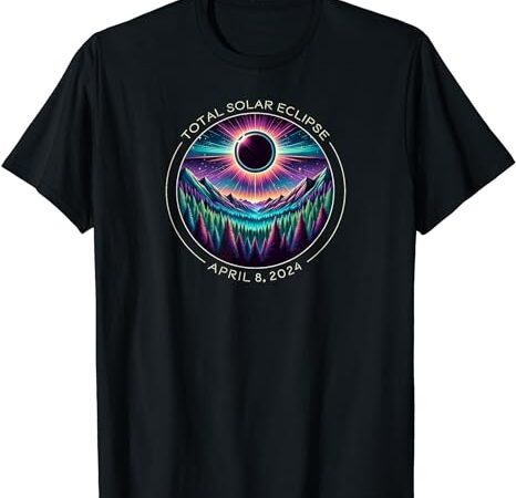 2024 total solar eclipse – colorful totality landscape t-shirt