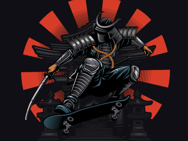 Samurai skate t shirt template vector