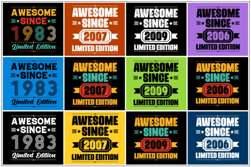 Awesome Since Birthday T-Shirt Design Bundle