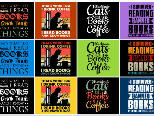 Book t-shirt design bundle