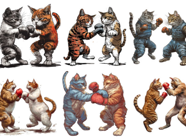 Boxing cat sublimation clipart, cat clipart, cat sublimation, boxing cat, kitten, cat lover, animal, instant download, cat illustrations, di t shirt template