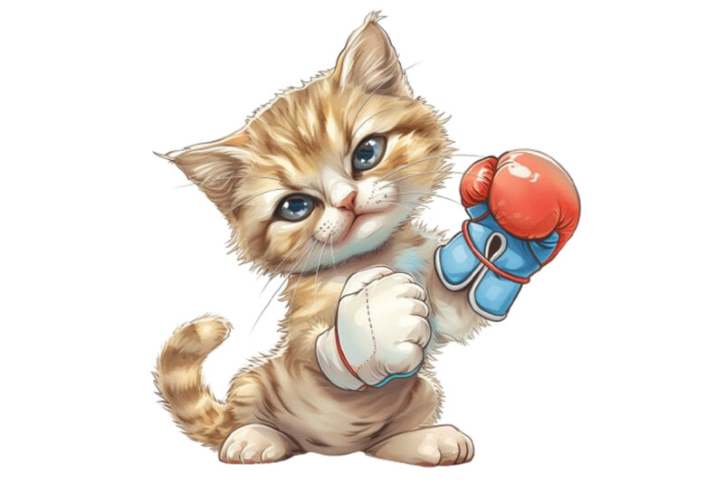 Boxing Cat Sublimation Clipart, Cat Clipart, Cat Sublimation, Boxing Cat, Kitten, Cat Lover, Animal, Instant Download, Cat Illustrations, Di