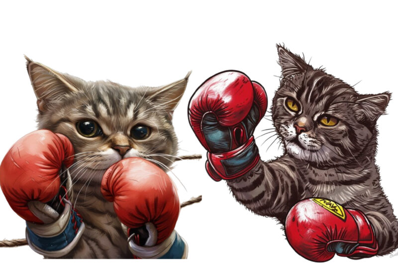 Boxing Cat Sublimation Clipart, Cat Clipart, Cat Sublimation, Boxing Cat, Kitten, Cat Lover, Animal, Instant Download, Cat Illustrations, Di