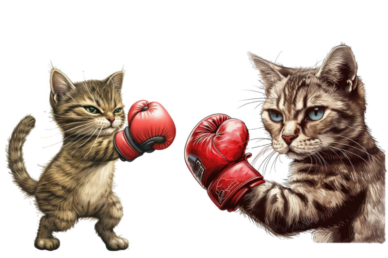 Boxing Cat Sublimation Clipart,cat Showcasing Brave Kitt faeec,Cats Clip Art, digital PNG files available for instant download,