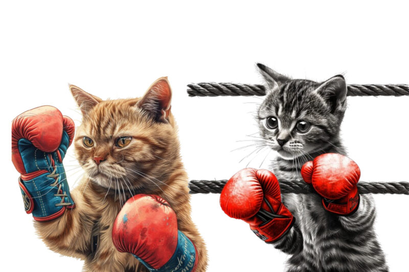 Boxing Cat Sublimation Clipart, Cat Clipart, Cat Sublimation, Boxing Cat, Kitten, Cat Lover, Animal, Instant Download, Cat Illustrations, Di