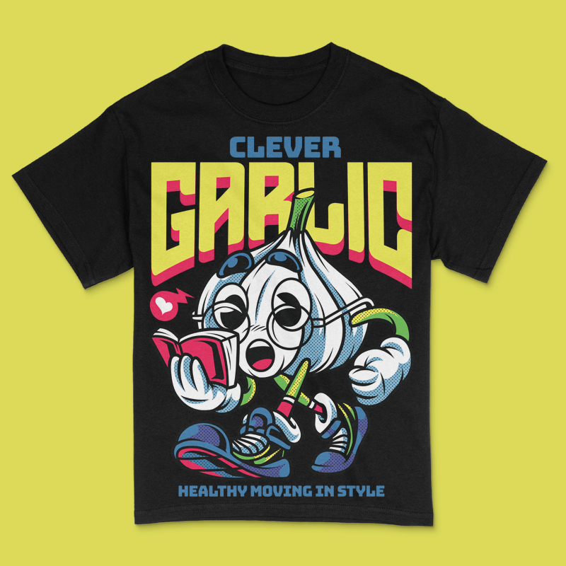 Clever Garlic T-Shirt Design Template