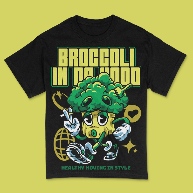 Broccoli in da Hood T-Shirt Design Template