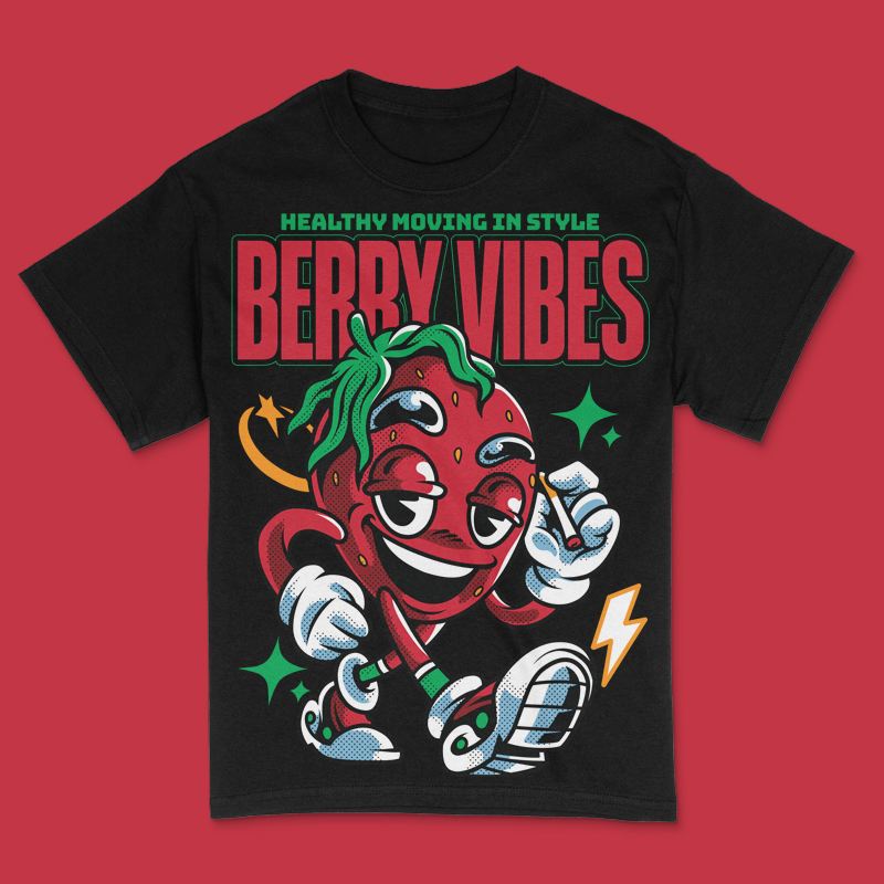 Berry Vibes T-Shirt Design Template