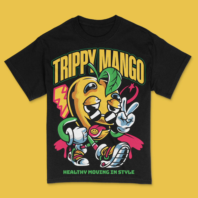 Trippy Mango T-Shirt Design Template