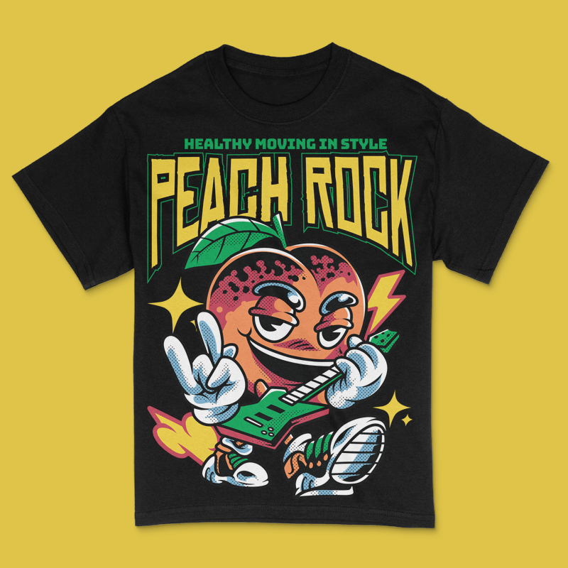 Peach Rock T-Shirt Design Template