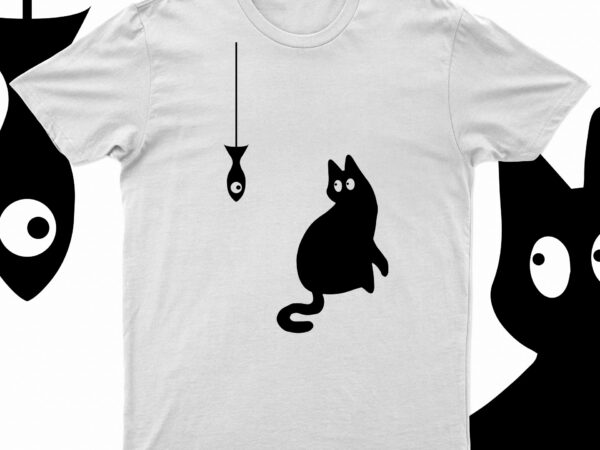 Cat and fish | funny t-shirt design for sale!!