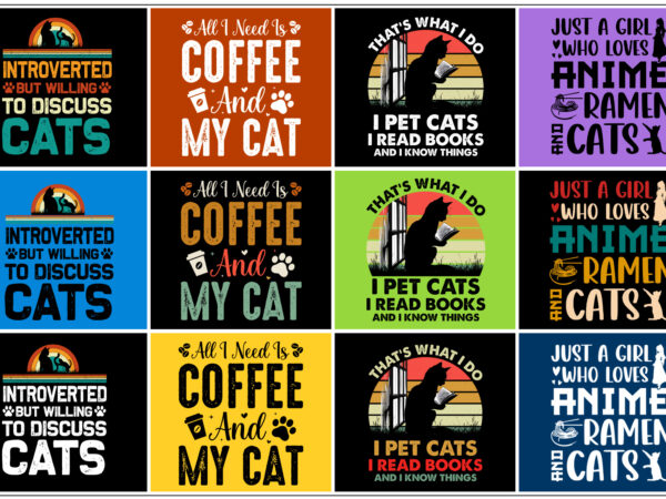 Cat t-shirt design bundle-trendy pod best t-shirt design bundle