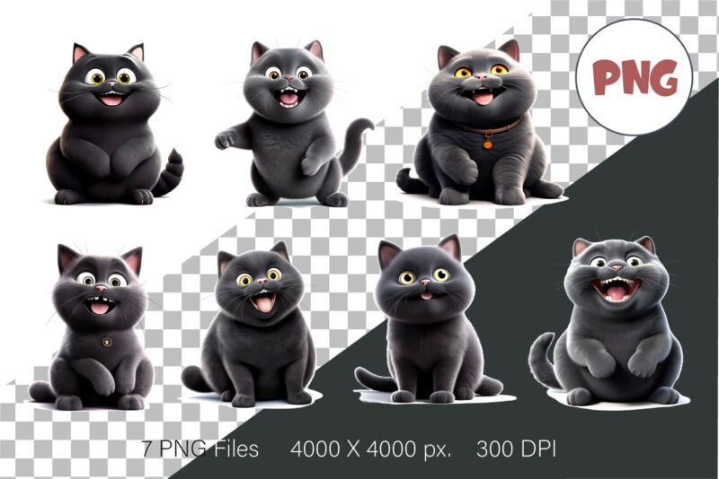 Cheerful black cat. TShirt Sticker.