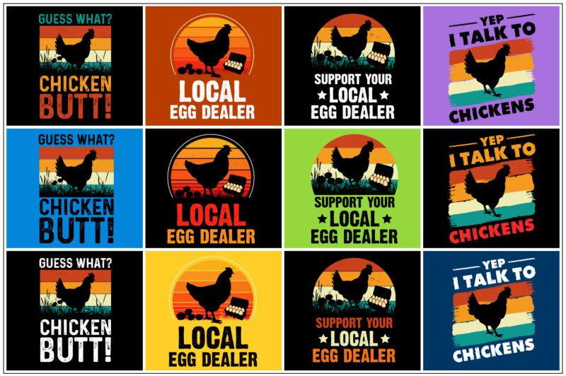 Chicken T-Shirt Design Bundle