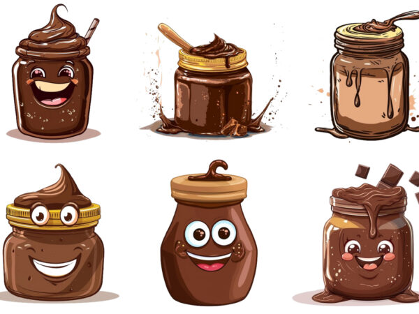 Chocolate spread funny cartoon jar clipat t shirt vector file