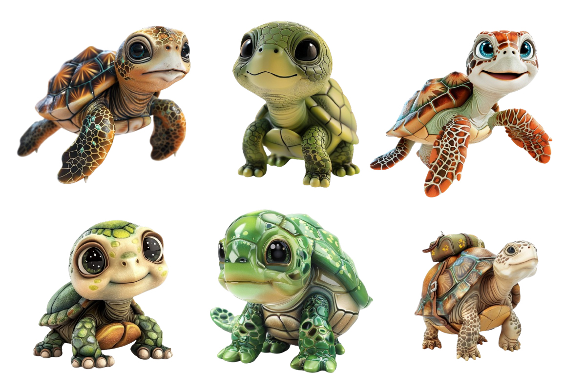 Cute Turtle 3d Clipart - Buy t-shirt designs