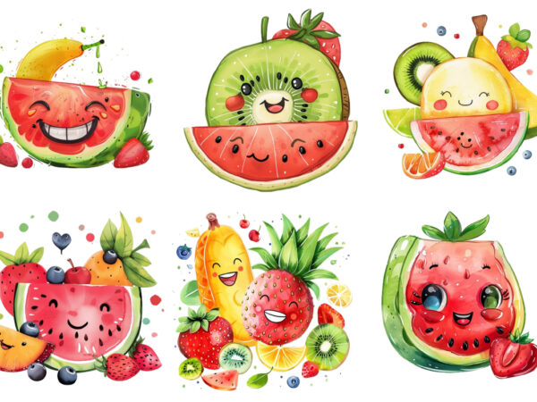 Cute smile fruit clipart t shirt vector file