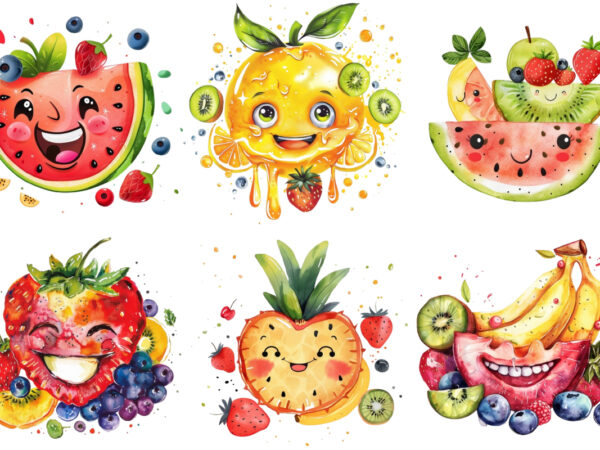 Cute smile fruit clipart t shirt vector file