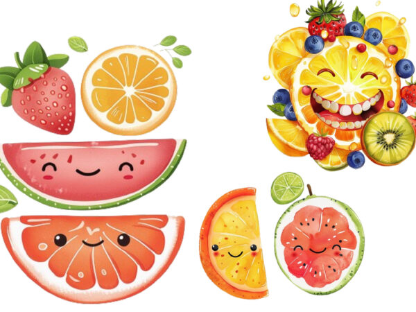 Cute smile fruit clipart t shirt vector file