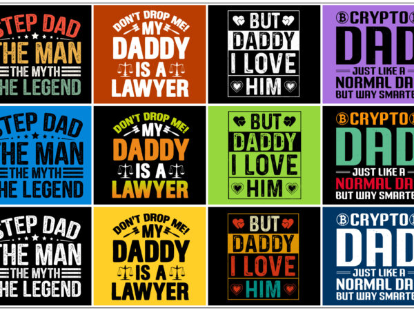 Dad daddy fathers day t-shirt design bundle